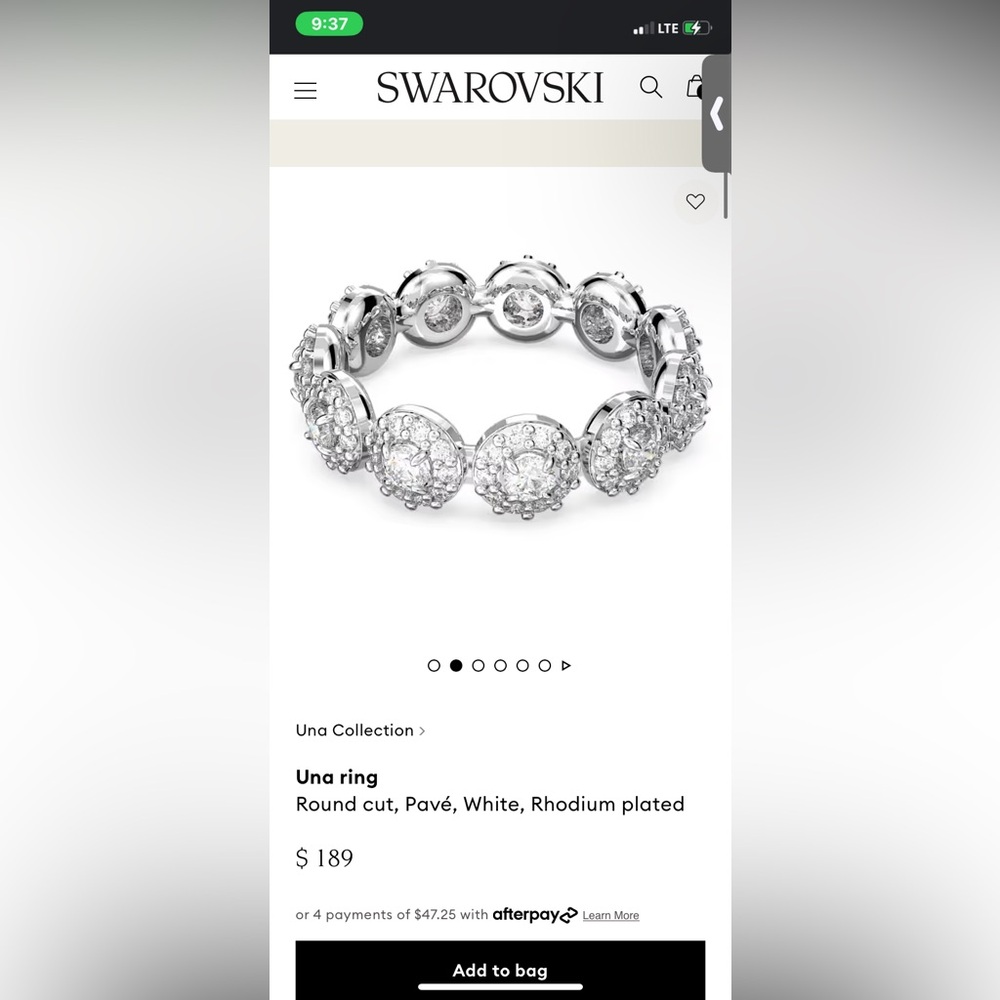 Una ring, Swarovski, brand new, never worn!!